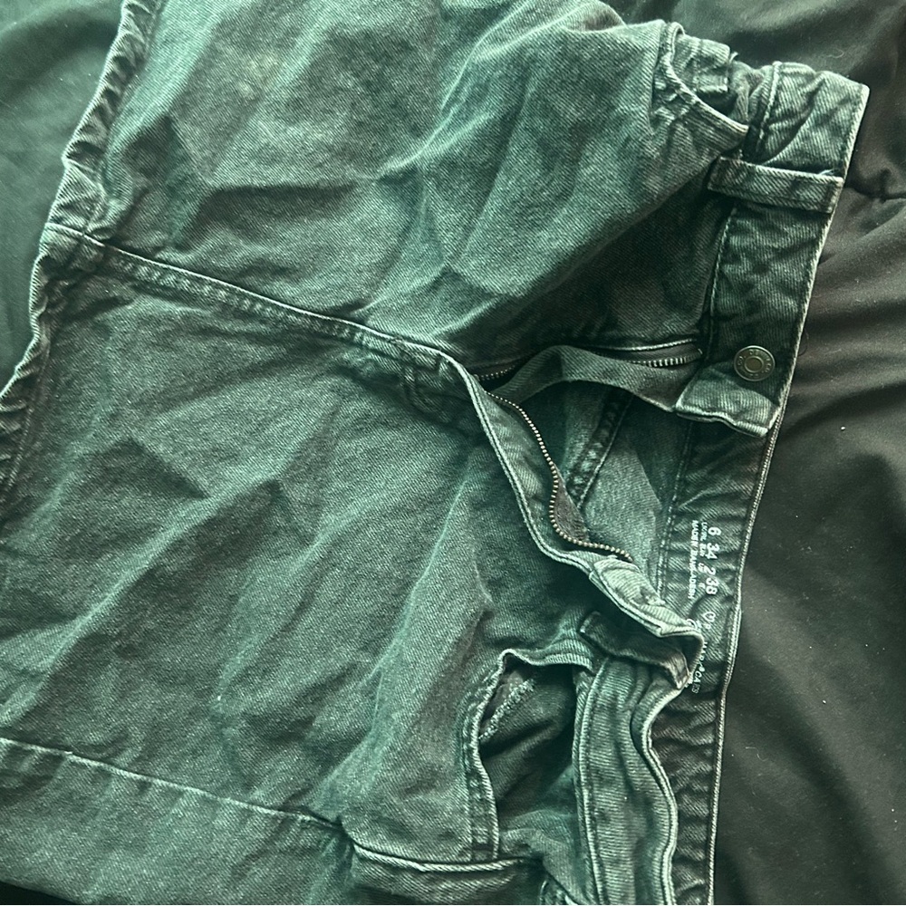 Dark Green Denim Shorts